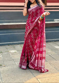 Exclusive Bagru Print Linen Cotton Saree  – Elegant Handcrafted Collection