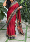 Exclusive Bagru Print Linen Cotton Saree  – Elegant Handcrafted Collection