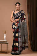 Exclusive Bagru Print Linen Cotton Saree  – Elegant Handcrafted Collection