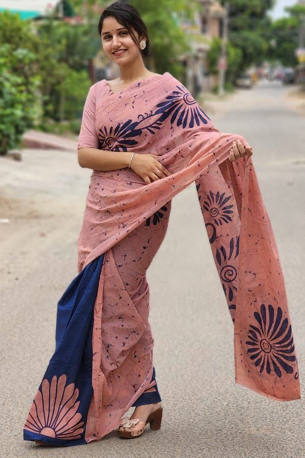 Premium Pure Cotton Mulmul Printed Saree  – Soft, Breathable & Elegant