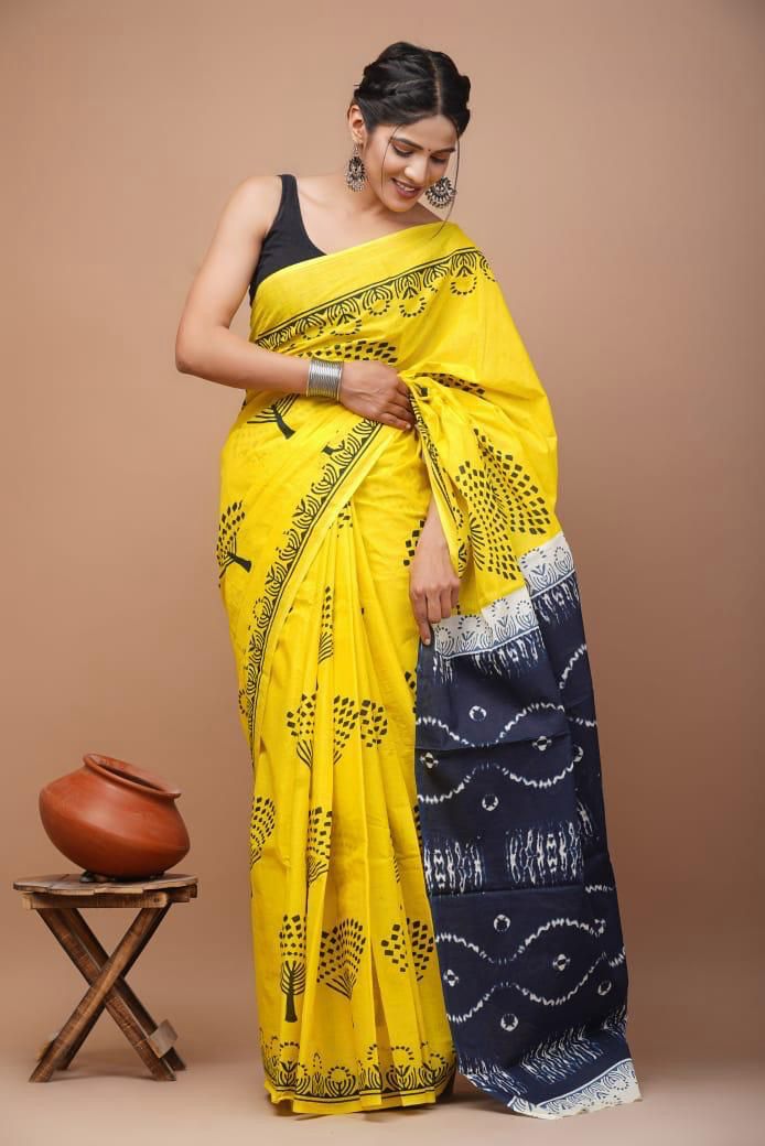 Premium Pure Cotton Mulmul Printed Saree  – Soft, Breathable & Elegant